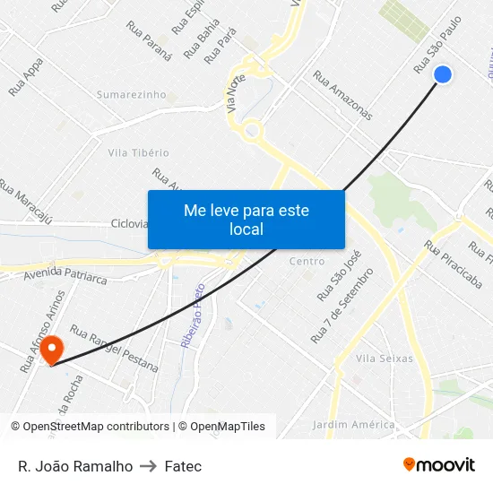 R. João Ramalho to Fatec map