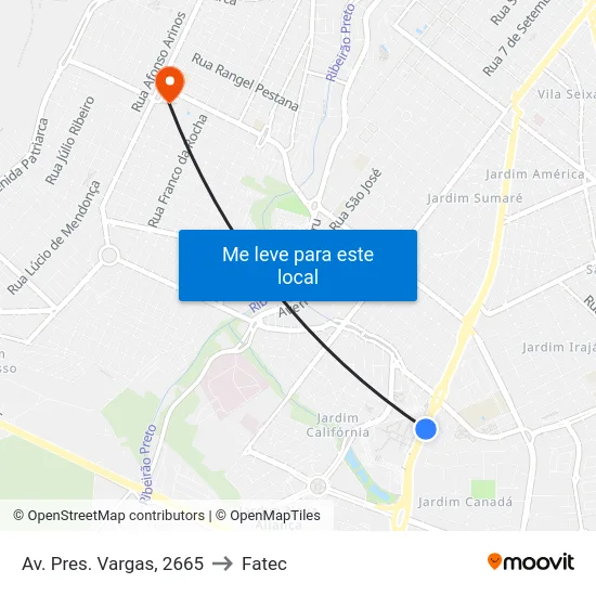 Av. Pres. Vargas, 2665 to Fatec map