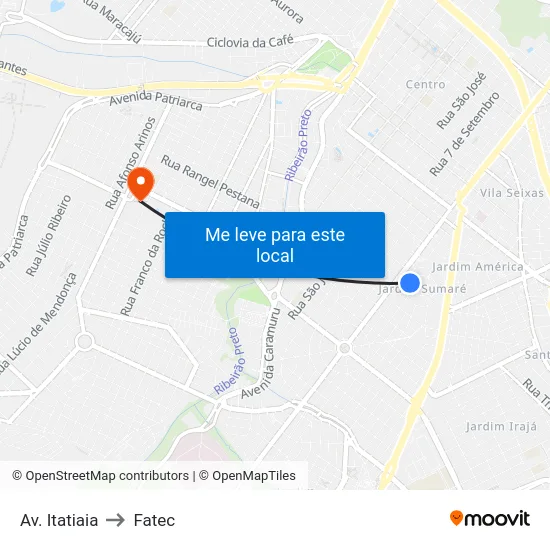Av. Itatiaia to Fatec map