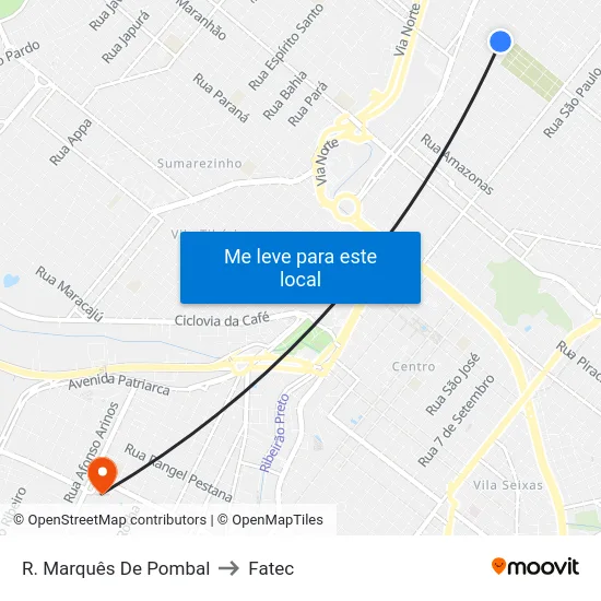 R. Marquês De Pombal to Fatec map