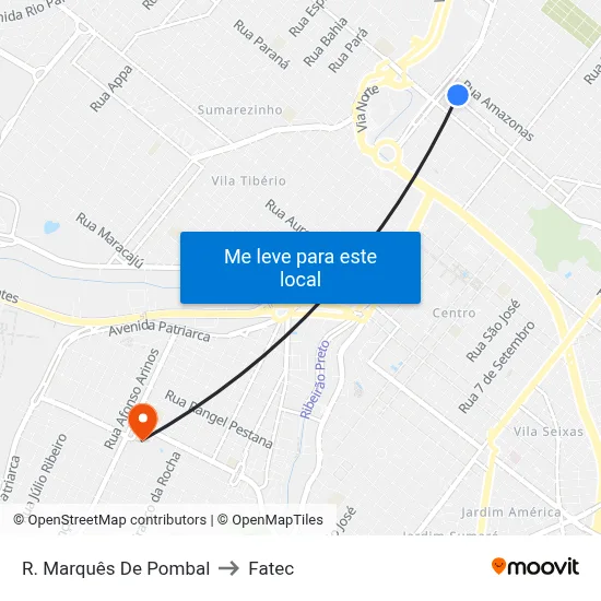 R. Marquês De Pombal to Fatec map