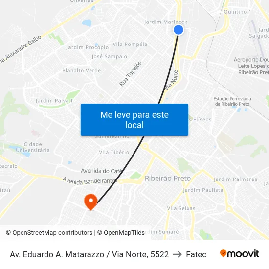 Av. Eduardo A. Matarazzo / Via Norte, 5522 to Fatec map