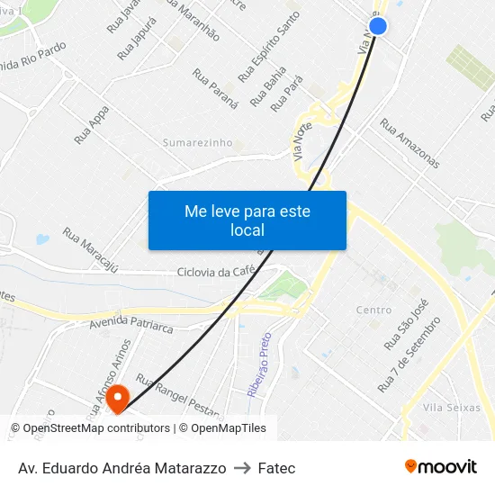 Av. Eduardo Andréa Matarazzo to Fatec map