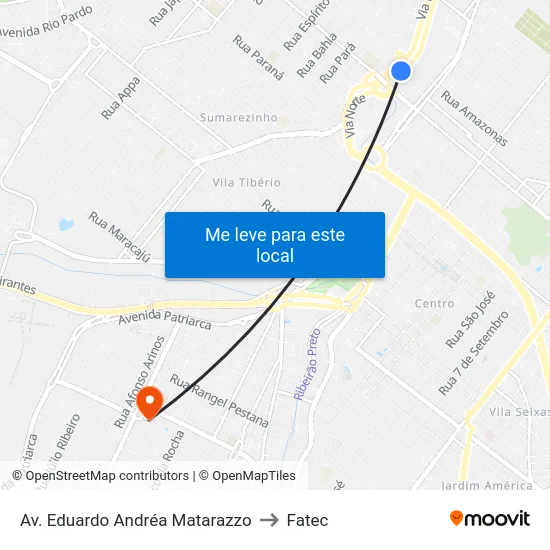 Av. Eduardo Andréa Matarazzo to Fatec map
