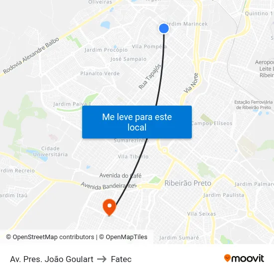 Av. Pres. João Goulart to Fatec map