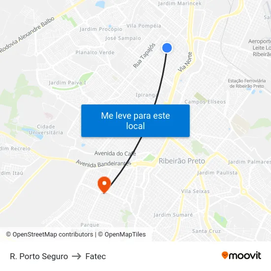 R. Porto Seguro to Fatec map