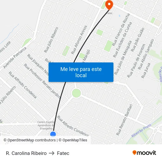 R. Carolina Ribeiro to Fatec map