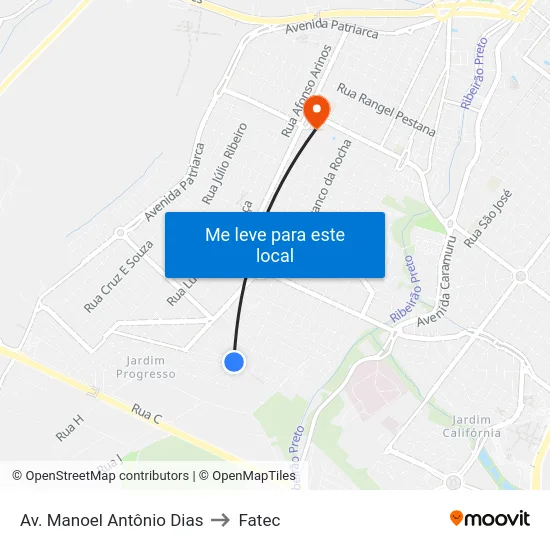 Av. Manoel Antônio Dias to Fatec map