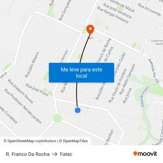 R. Franco Da Rocha to Fatec map