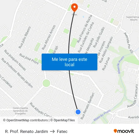 R. Prof. Renato Jardim to Fatec map