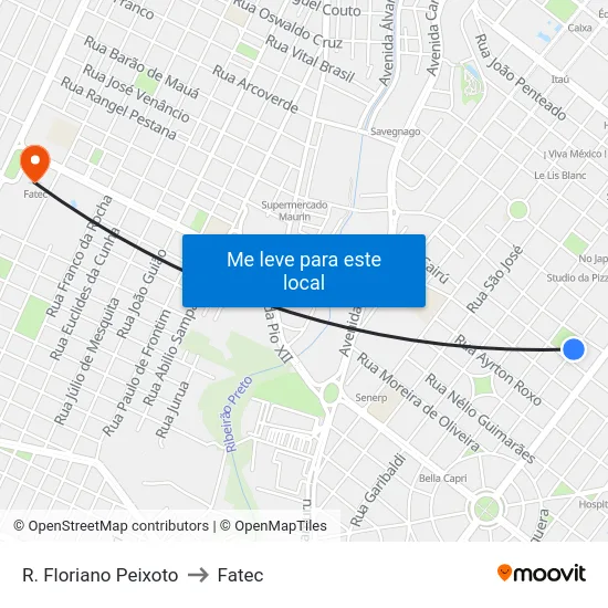 R. Floriano Peixoto to Fatec map