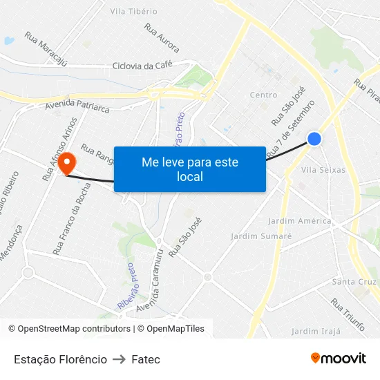 Estação Florêncio to Fatec map