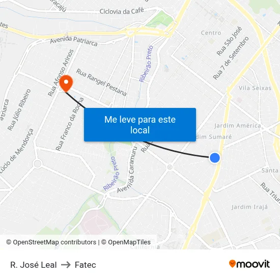 R. José Leal to Fatec map