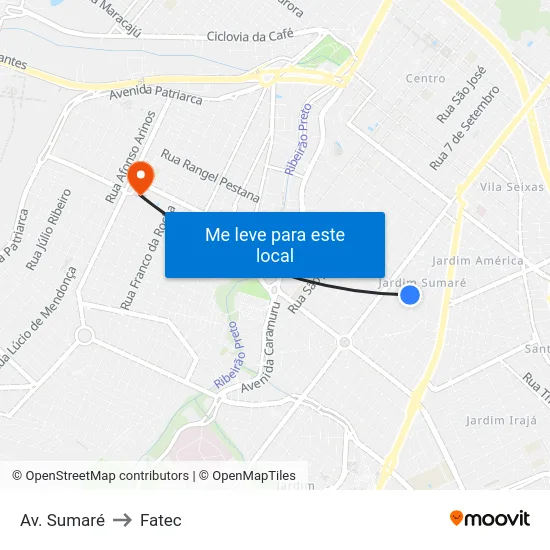 Av. Sumaré to Fatec map