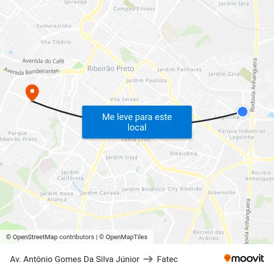 Av. Antônio Gomes Da Silva Júnior to Fatec map