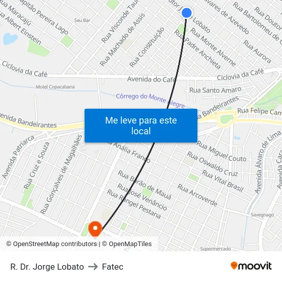 R. Dr. Jorge Lobato to Fatec map