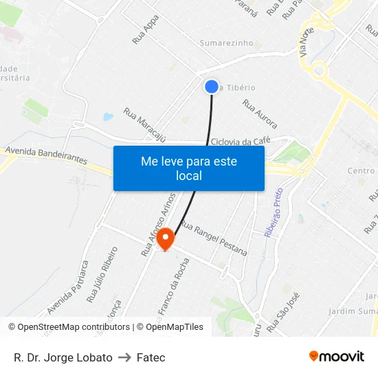 R. Dr. Jorge Lobato to Fatec map