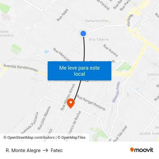 R. Monte Alegre to Fatec map