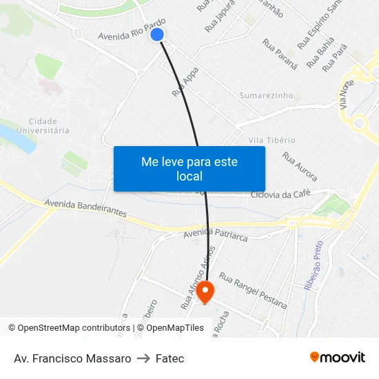 Av. Francisco Massaro to Fatec map