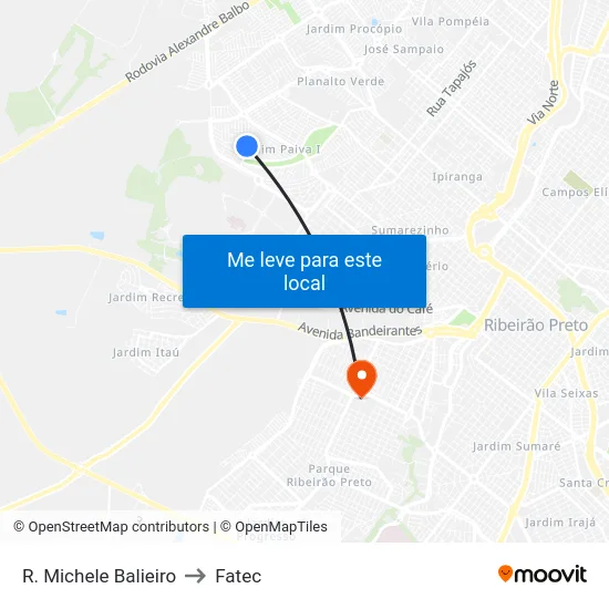 R. Michele Balieiro to Fatec map