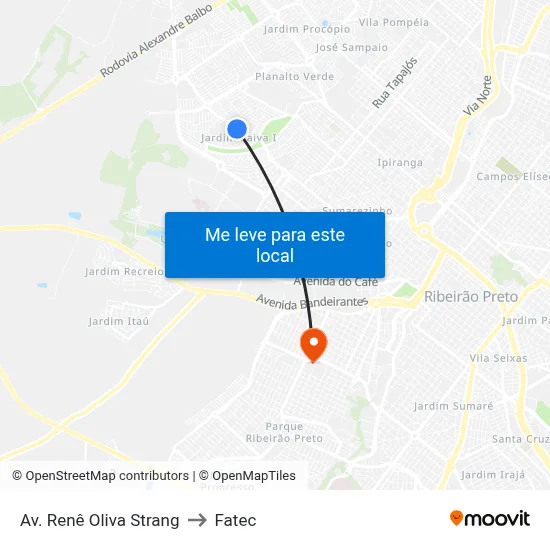 Av. Renê Oliva Strang to Fatec map