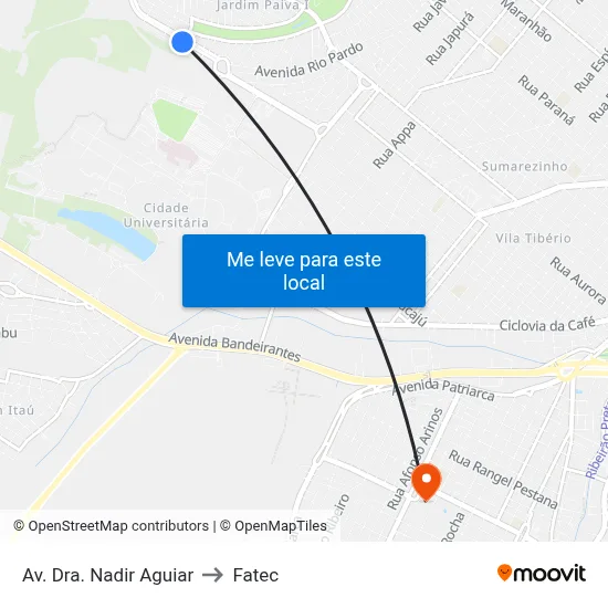 Av. Dra. Nadir Aguiar to Fatec map