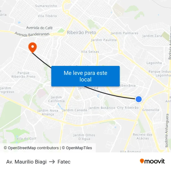 Av. Maurílio Biagi to Fatec map