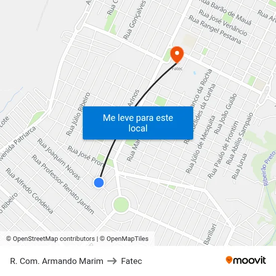 R. Com. Armando Marim to Fatec map