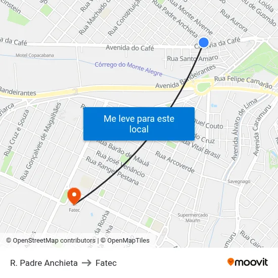 R. Padre Anchieta to Fatec map