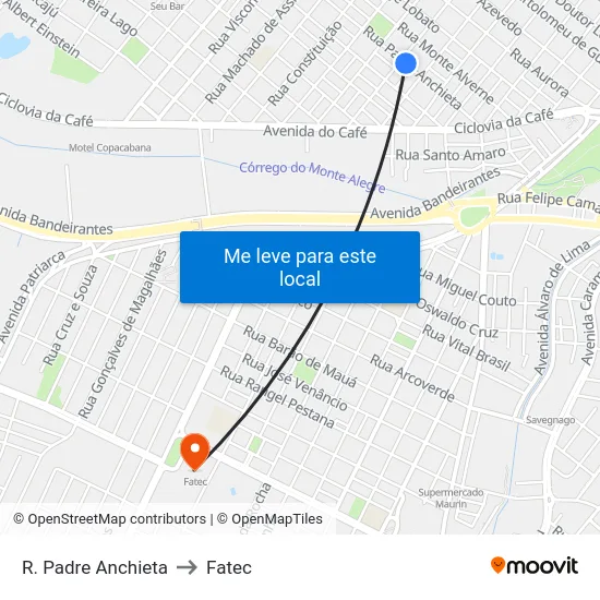 R. Padre Anchieta to Fatec map