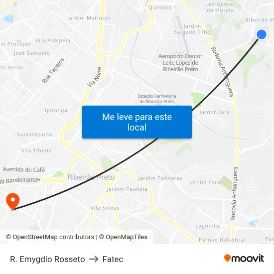 R. Emygdio Rosseto to Fatec map