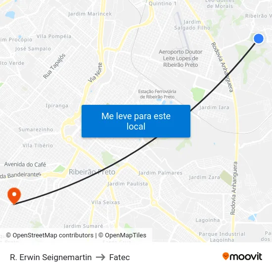 R. Erwin Seignemartin to Fatec map
