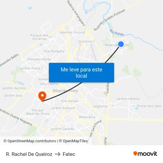 R. Rachel De Queiroz to Fatec map