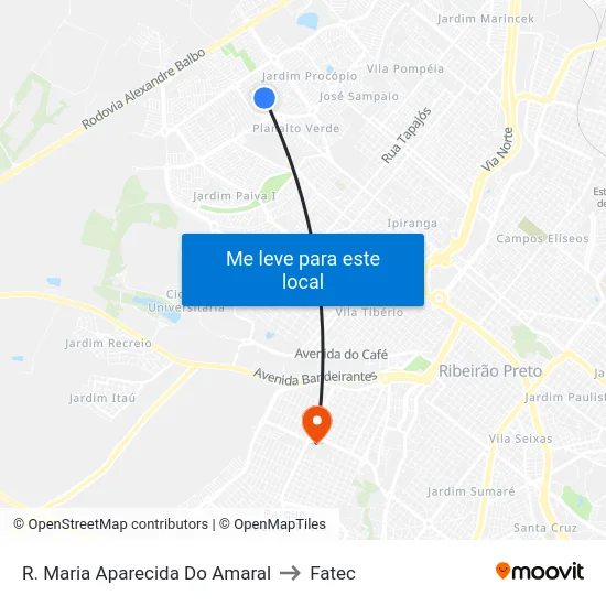 R. Maria Aparecida Do Amaral to Fatec map