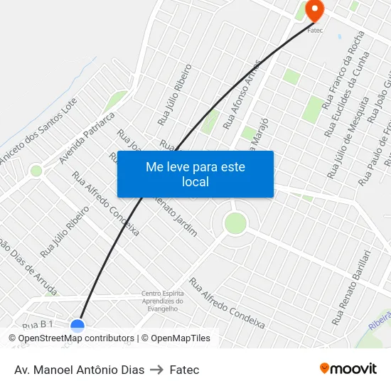 Av. Manoel Antônio Dias to Fatec map