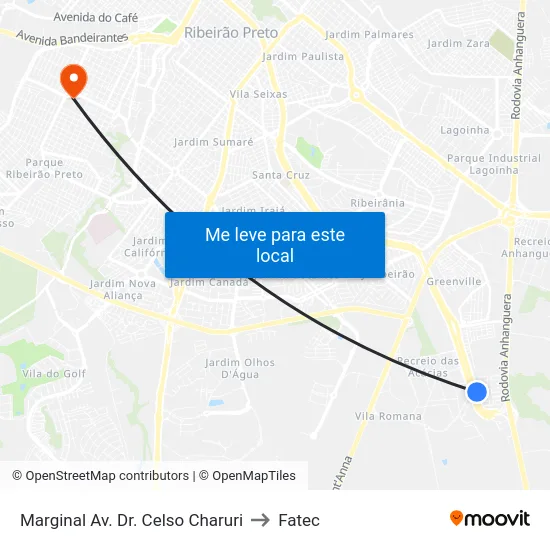Marginal Av. Dr. Celso Charuri to Fatec map