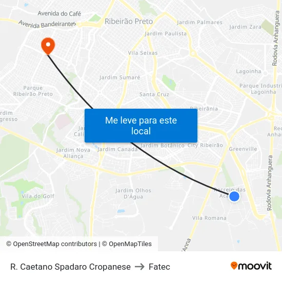 R. Caetano Spadaro Cropanese to Fatec map