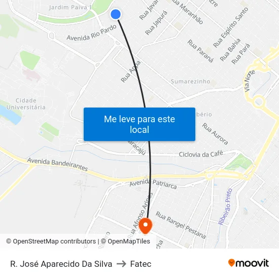 R. José Aparecido Da Silva to Fatec map
