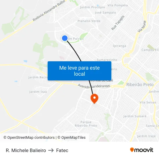 R. Michele Balieiro to Fatec map
