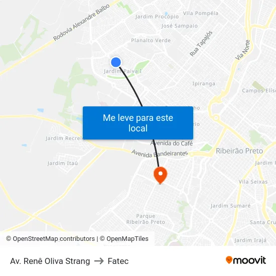 Av. Renê Oliva Strang to Fatec map