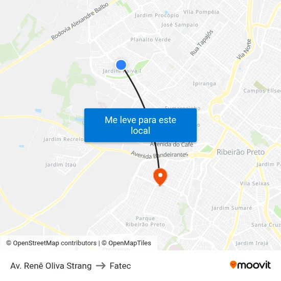 Av. Renê Oliva Strang to Fatec map