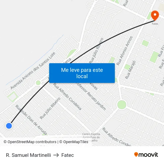 R. Samuel Martinelli to Fatec map