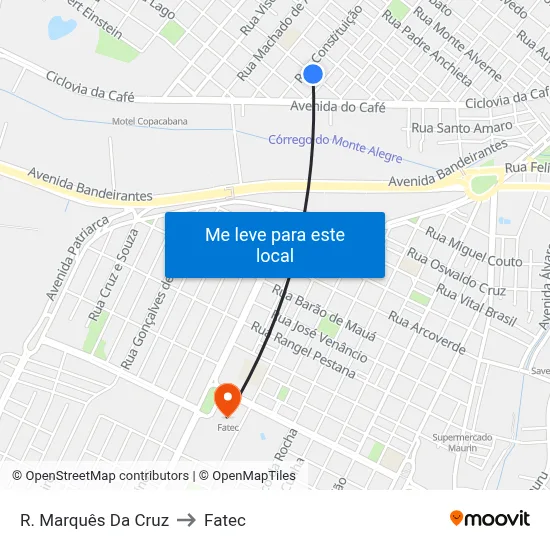 R. Marquês Da Cruz to Fatec map