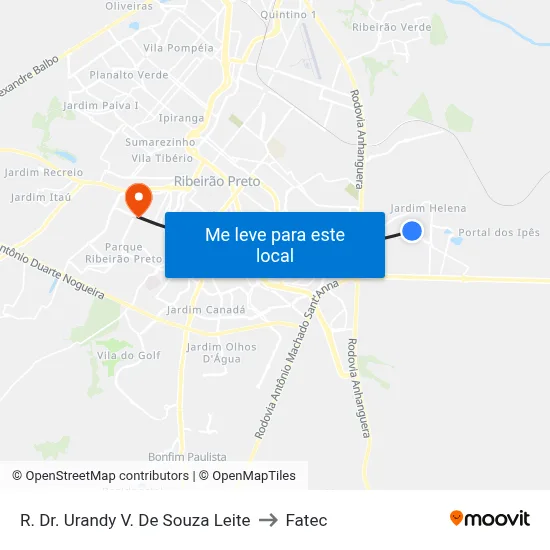 R. Dr. Urandy V. De Souza Leite to Fatec map
