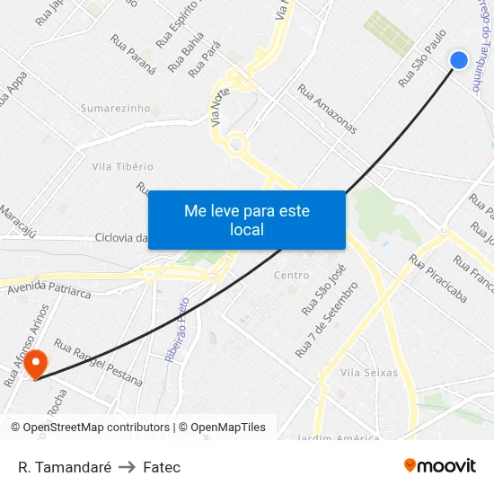 R. Tamandaré to Fatec map