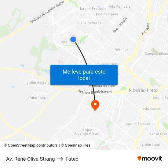 Av. Renê Oliva Strang to Fatec map