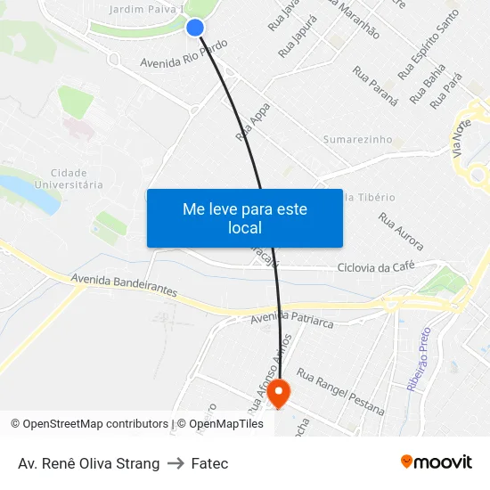 Av. Renê Oliva Strang to Fatec map