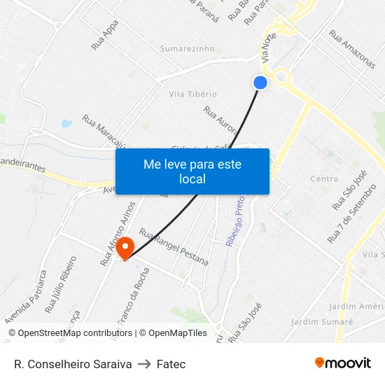 R. Conselheiro Saraiva to Fatec map