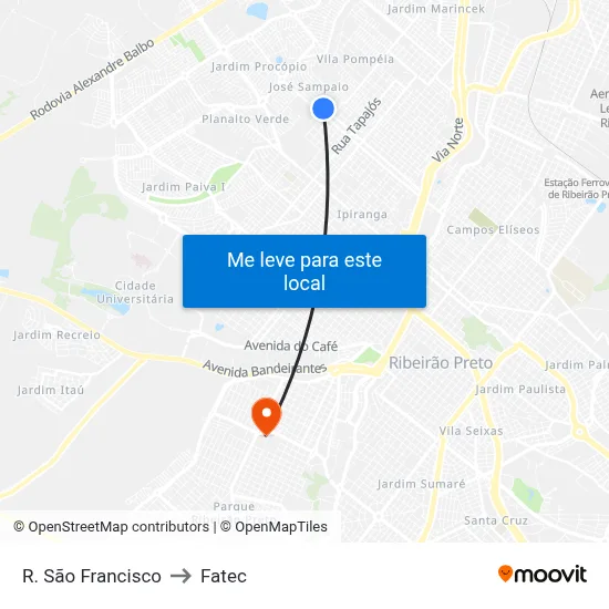 R. São Francisco to Fatec map