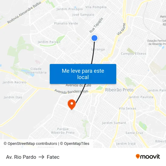 Av. Rio Pardo to Fatec map